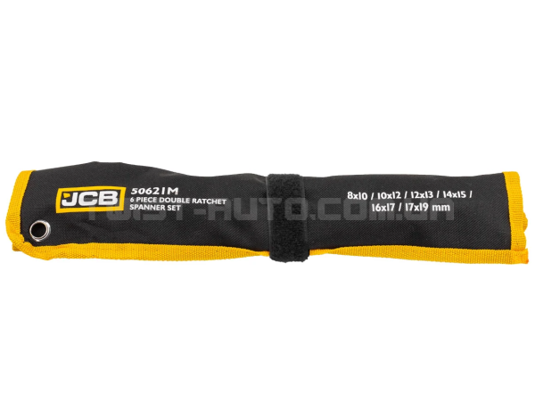 Набір ключів никидних з тріскачкою 6 пр. в чохлі (8-19 мм) JCB Tools JCB-50621M Набір ключів никидних з тріскачкою 6 пр. в чохлі (8-19 мм) JCB Tools JCB-50621M