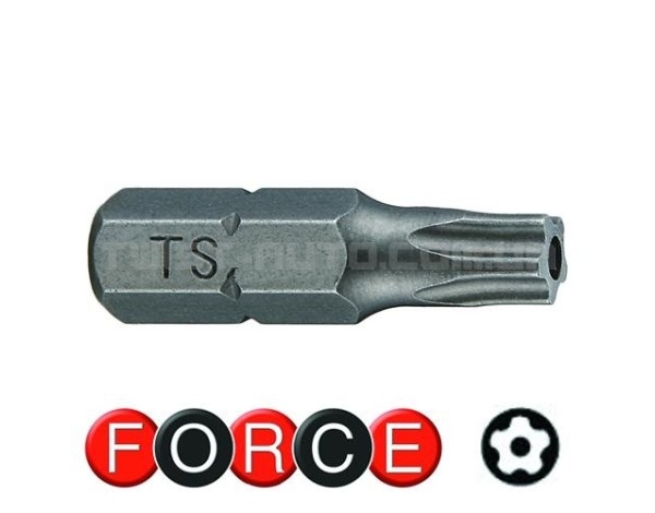 Бита Torx с отверстием 1/4" 5-ти лучевая TS08, L=25 мм FORCE 12F2508