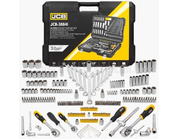 Набір інструментів 216 од. 1/4", 3/8", 1/2" ( 6гр.) JCB Tools JCB-38841