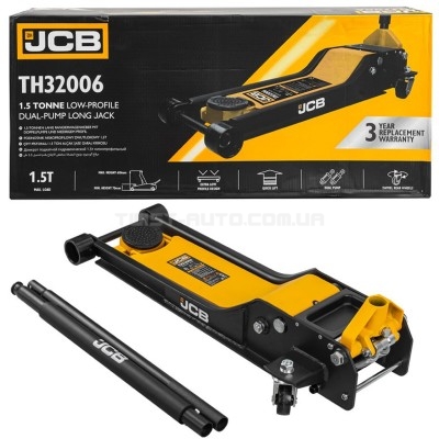 Домкрат підкатний гідравлічний низькопрофільний (70-610 мм) 1,5т JCB Tools JCB-TH32006 Домкрат підкатний гідравлічний низькопрофільний (70-610 мм) 1,5т JCB Tools JCB-TH32006