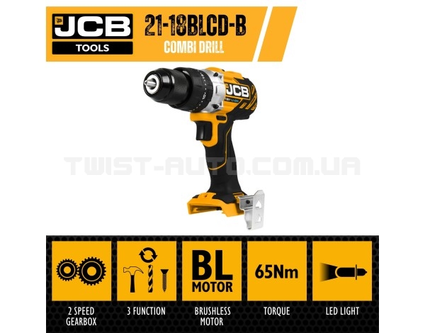 Акумуляторний дриль-шуруповерт з комлектом JCB Tools JCB-18BLCD-2XB-E Акумуляторний дриль-шуруповерт з комлектом JCB Tools JCB-18BLCD-2XB-E