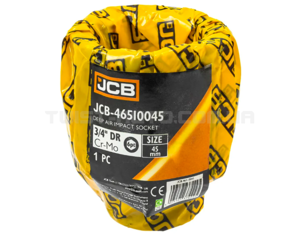 Головка торцева ударна глибока 3/4" 45 мм (6-гранна) JCB Tools JCB-46510045 Головка торцева ударна глибока 3/4" 45 мм (6-гранна) JCB Tools JCB-46510045