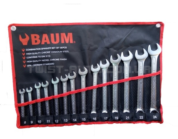 Набір ключів ріжково-накидних на полотні 14 пр. (6-32 мм) BAUM 30-14M