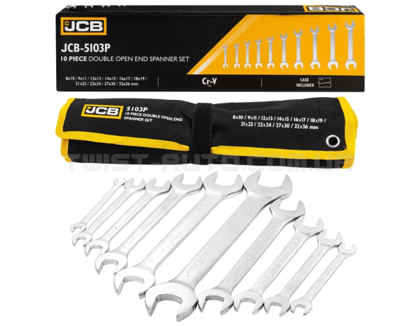 Набір рожкових ключів в чохлі 10 од. (8-36 мм) JCB Tools JCB-5103P Набір рожкових ключів в чохлі 10 од. (8-36 мм) JCB Tools JCB-5103P