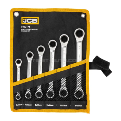 Набір ключів никидних з тріскачкою 6 пр. в чохлі (8-19 мм) JCB Tools JCB-50621M Набір ключів никидних з тріскачкою 6 пр. в чохлі (8-19 мм) JCB Tools JCB-50621M