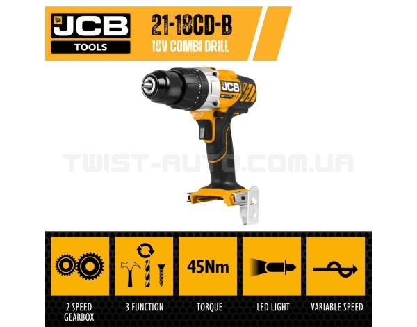 Акумуляторний дриль-шуруповерт JCB Tools JCB-18CD-B-E