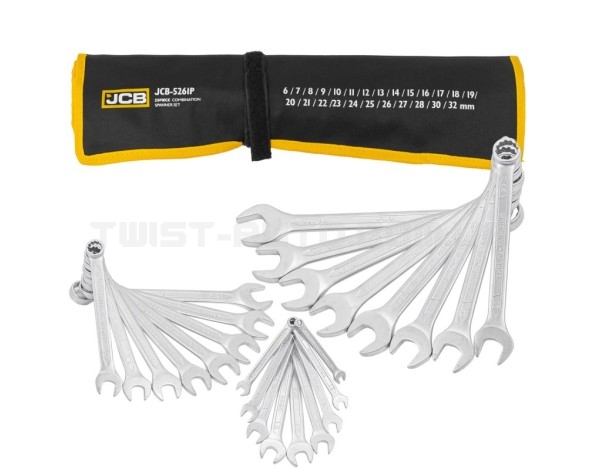 Набір ключів рожково-накидних в чохлі 25 од. (6-32 мм) JCB Tools JCB-5261P Набір ключів рожково-накидних в чохлі 25 од. (6-32 мм) JCB Tools JCB-5261P