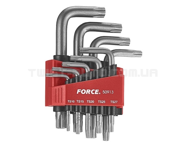 Набір ключів Torx 5-ти променевих з отвором Г-обр. 9 пр. (ТS10-TS50) FORCE 50913