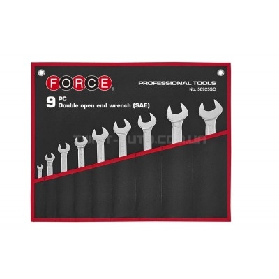 Набір ключів дюймових ріжкових на полотні 9 пр. (1/4"-1-1/4") FORCE 50925SC