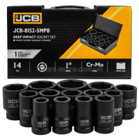 Набір головок ударних глибоких в металевому кейсі 14 од. 1" (6-гр.) JCB Tools JCB-8152-5MPB Набір головок ударних глибоких в металевому кейсі 14 од. 1" (6-гр.) JCB Tools JCB-8152-5MPB