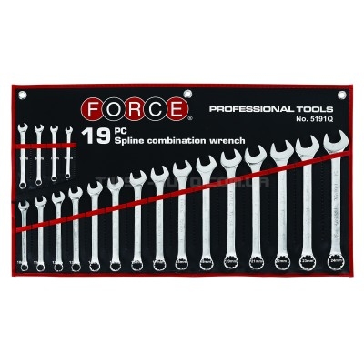 Набір ключів ріжково-накидних Spline на полотні 19 пр. (М6-М24) FORCE 5191Q
