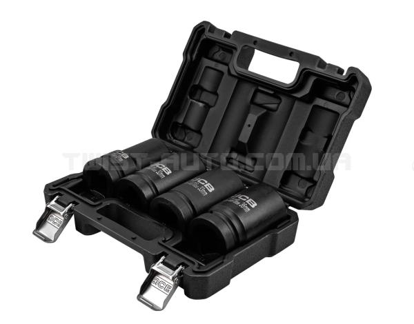 Набір головок ударних глибоких 4 од. 1'' (6-гр.) (27, 32, 33, 36 мм) JCB Tools JCB-8041-5MPB Набір головок ударних глибоких 4 од. 1'' (6-гр.) (27, 32, 33, 36 мм) JCB Tools JCB-8041-5MPB
