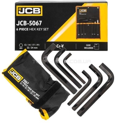 Haбіp Г-подіб. ключів HEX 6 пр. (12-24 мм) в чохлі JCB Tools JCB-5067 Haбіp Г-подіб. ключів HEX 6 пр. (12-24 мм) в чохлі JCB Tools JCB-5067