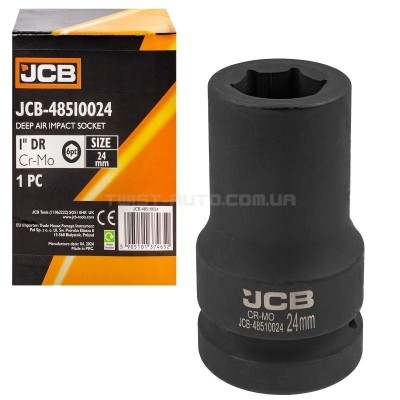 Головка ударна глибока 1" 24 мм (6-гранна) JCB Tools JCB-48510024 Головка ударна глибока 1" 24 мм (6-гранна) JCB Tools JCB-48510024