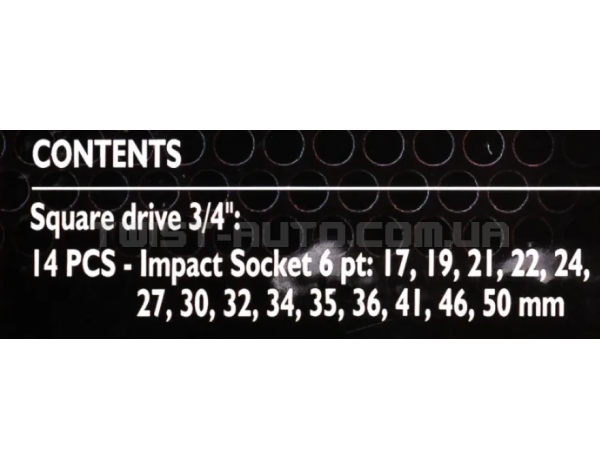 Набір головок ударних в металевому кейсі 14 од. 3/4'' (6-гр.) (17-50 мм) JCB Tools JCB-6141-5MPB Набір головок ударних в металевому кейсі 14 од. 3/4'' (6-гр.) (17-50 мм) JCB Tools JCB-6141-5MPB