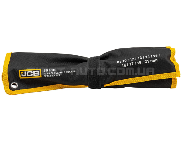 Набір ріжково-шарнірних ключів 10 пр. в чохлі (8-21 мм) JCB Tools JCB-5010R Набір ріжково-шарнірних ключів 10 пр. в чохлі (8-21 мм) JCB Tools JCB-5010R