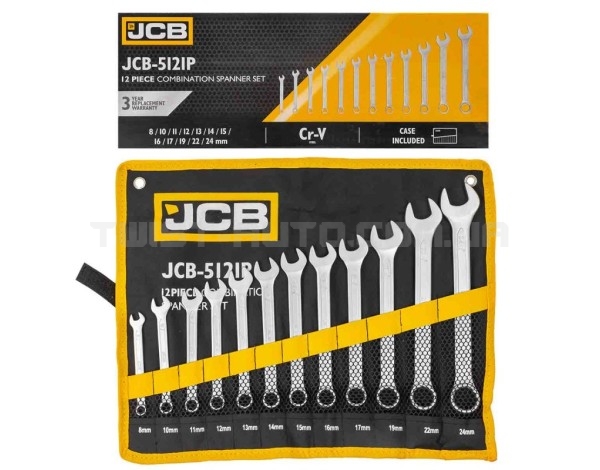 Набір ключів рожково-накидних в чохлі 12 од. (8-24 мм) JCB Tools JCB-5121P Набір ключів рожково-накидних в чохлі 12 од. (8-24 мм) JCB Tools JCB-5121P