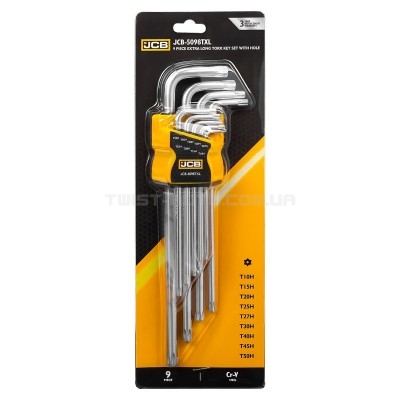 Haбіp Г-подіб. ключів подовжених з отвором TORX 9 од. (T10H-T50H) JCB Tools JCB-5098TXL