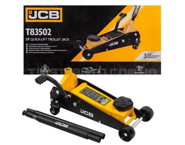 Домкрат підкатний гідравлічний 3т 145-500мм JCB Tools JCB-T83502 Домкрат підкатний гідравлічний 3т 145-500мм JCB Tools JCB-T83502
