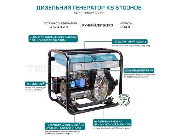 Дизельний генератор Konner&Sohnen KS 8100HDE Дизельний генератор Konner&Sohnen KS 8100HDE