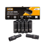 Набір головок ударних в металевому кейсі 10 од. 1/2'' (12-гр.) (10-24 мм) JCB Tools JCB-4107-9MPB Набір головок ударних в металевому кейсі 10 од. 1/2'' (12-гр.) (10-24 мм) JCB Tools JCB-4107-9MPB
