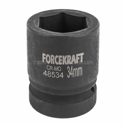 Головка торцева ударна 1" 34 мм (6-гр.) FORCEKRAFT FK-48534 Головка торцева ударна 1" 34 мм (6-гр.) FORCEKRAFT FK-48534