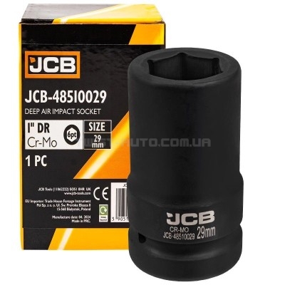 Головка ударна глибока 1" 29 мм (6-гранна) JCB Tools JCB-48510029 Головка ударна глибока 1" 29 мм (6-гранна) JCB Tools JCB-48510029