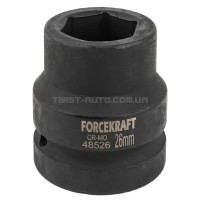 Головка торцева ударна 1" 26 мм (6-гр.) FORCEKRAFT FK-48526 Головка торцева ударна 1" 26 мм (6-гр.) FORCEKRAFT FK-48526