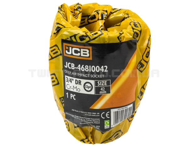 Головка торцева ударна глибока 3/4" 42 мм (12-гранна) JCB Tools JCB-46810042 Головка торцева ударна глибока 3/4" 42 мм (12-гранна) JCB Tools JCB-46810042