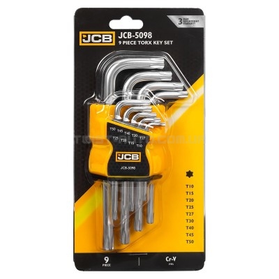 Haбіp Г-подіб. ключів TORX 9 од. (T10H-T50H) JCB Tools JCB-5098 Haбіp Г-подіб. ключів TORX 9 од. (T10H-T50H) JCB Tools JCB-5098