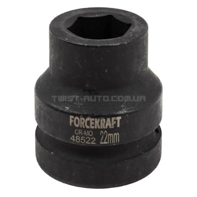 Головка торцева ударна 1" 22 мм (6-гр.) FORCEKRAFT FK-48522 Головка торцева ударна 1" 22 мм (6-гр.) FORCEKRAFT FK-48522