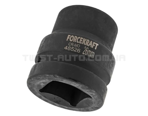 Головка торцева ударна 1" 26 мм (6-гр.) FORCEKRAFT FK-48526 Головка торцева ударна 1" 26 мм (6-гр.) FORCEKRAFT FK-48526