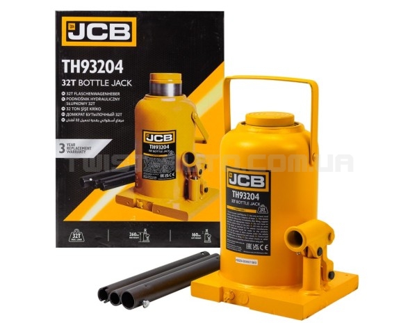 Домкрат пляшковий 32т JCB Tools JCB-TH93204 Домкрат пляшковий 32т JCB Tools JCB-TH93204