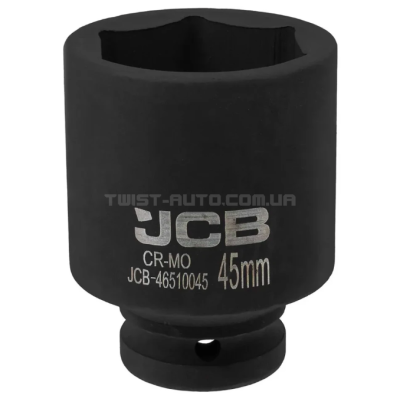 Головка торцева ударна глибока 3/4" 45 мм (6-гранна) JCB Tools JCB-46510045 Головка торцева ударна глибока 3/4" 45 мм (6-гранна) JCB Tools JCB-46510045