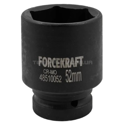 Головка торцева ударна глибока 1" 52 мм (6-гр.) FORCEKRAFT FK-48510052 Головка торцева ударна глибока 1" 52 мм (6-гр.) FORCEKRAFT FK-48510052