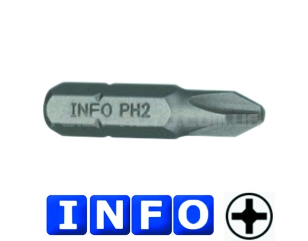 1/4" Бита Philips РН.0, L=30 мм (INFO 921300 I)