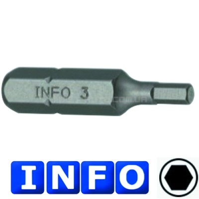 1/4" Бита 6-гр. (HEX) 3 мм, L=30 мм (INFO 9243003 I)