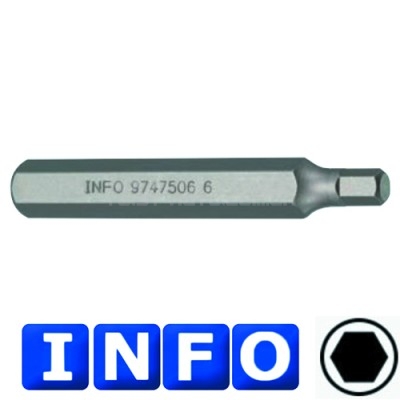 10 мм Бита 6-гр. (HEX) 6 мм, L=75 мм (INFO 9747506 I)