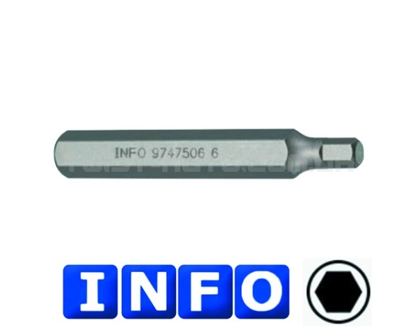 10 мм Бита 6-гр. (HEX) 8 мм, L=75 мм (INFO 9747508 I)
