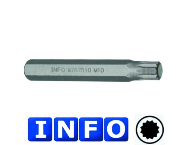 10 мм Бита Spline M8, L=75 мм (INFO 9787508 I)