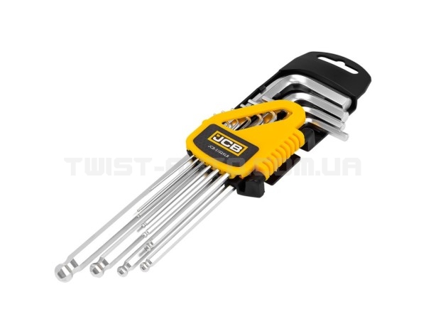 Haбіp Г-подіб. ключів подовжених з кулею HEX 10 од. (1,27 мм-10 мм) JCB Tools JCB-5102XLB