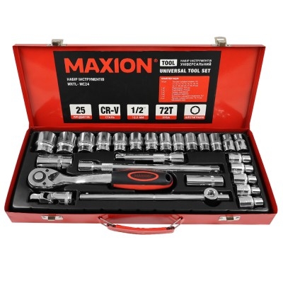Набір інструментів 1/2”, 25 одиниць, Cr-V, MAXION MXTL- MC24