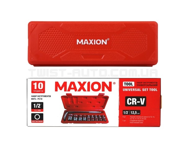 Набор инструментов 1/2”, 10 единиц, Cr-V, MAXION MXTL-PC10