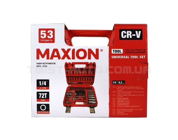 Набір інструментів 1/4", 53 одиниці, Cr-V, MAXION MXTL- PC53