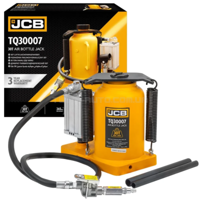 Домкрат пневматично-гідравлічний пляшкового типу 30т JCB Tools JCB-TQ30007 Домкрат пневматично-гідравлічний пляшкового типу 30т JCB Tools JCB-TQ30007
