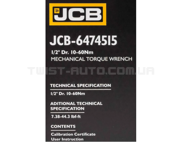 Динамометричний ключ 1/2" (10-60 Нм) JCB Tools JCB-6474515 Динамометричний ключ 1/2" (10-60 Нм) JCB Tools JCB-6474515
