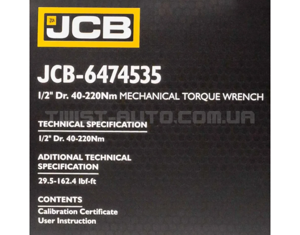 Динамометричний ключ 1/2" (40-220 Нм) JCB Tools JCB-6474535 Динамометричний ключ 1/2" (40-220 Нм) JCB Tools JCB-6474535