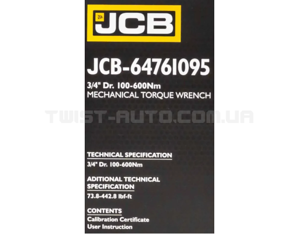 Динамометричний ключ 3/4" (100-600 Нм) JCB Tools JCB-64761095 Динамометричний ключ 3/4" (100-600 Нм) JCB Tools JCB-64761095