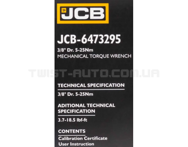 Динамометричний ключ 3/8" (5-25 Нм) JCB Tools JCB-6473295 Динамометричний ключ 3/8" (5-25 Нм) JCB Tools JCB-6473295
