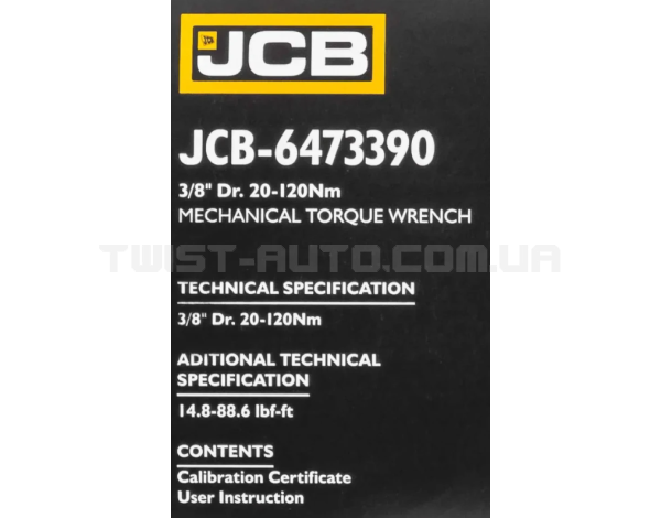 Динамометричний ключ 3/8" (20-120 Нм) JCB Tools JCB-6473390 Динамометричний ключ 3/8" (20-120 Нм) JCB Tools JCB-6473390